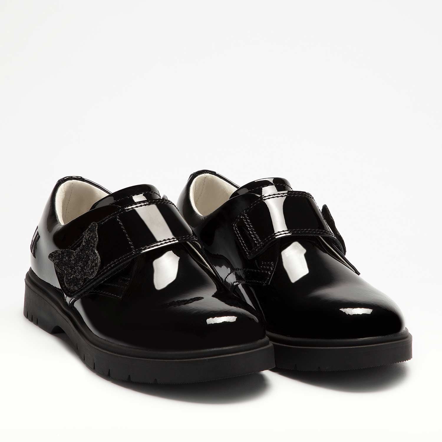 Lelli Kelly Miss LK Lauren Black Patent Girls Velcro Closed Style School Shoes